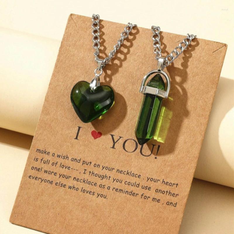 

Pendant Necklaces 2Pcs/Set Magnet Attracts Couple Necklace Heart Hexagonal Stone Jewelry Lover Gift For Women Men Gifts