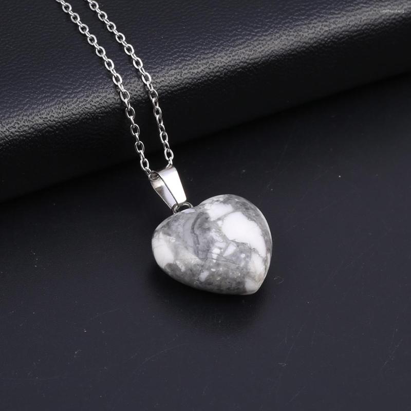 

Pendant Necklaces Natural Stone Necklace DIY Style White Crystal Lapis Stainless Steel Chain Specification 25 10mm