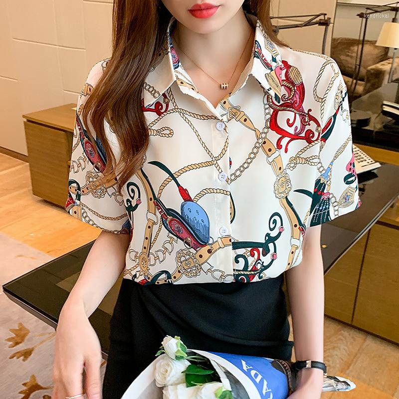 

Women' Blouses Chikichi Short Sleeved Chiffon Shirt Women' Summer 2023 Fashion Chain Printed Women Tops Vintage Elegant, Color