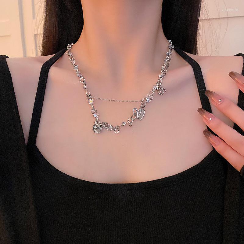 

Chains Versatile Stacked Love Necklace Female High-level Design Sense Small Crowd Cool And Romantic Su Zircon Collarbone Chain