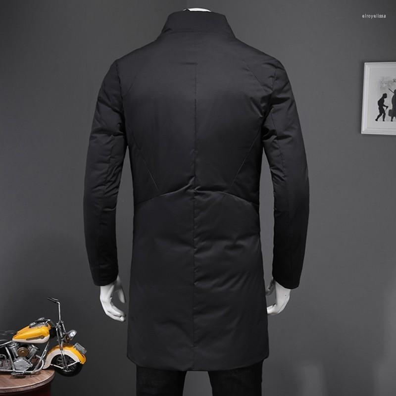 

Men's Down Fashion Designer Long Sleeve Single Breasted Mens Outerwear Coats Winter Warm Medium Length Male Cotton Parkas Plus Size 5XL, Black