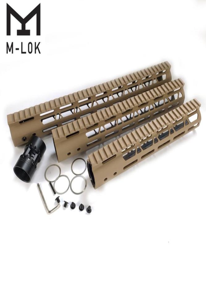

10 12 15 inch MLok Handguard Monothilic top rail Tan color fits 223556 Aluminum barrel nut6185113