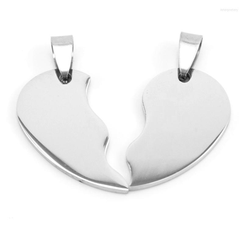 

Pendant Necklaces Couple's Split Heart Stainless Steel Lover's 2 In 1 Jewelry DIY Making Charms ID Tags Customizable Pendants 10pcs