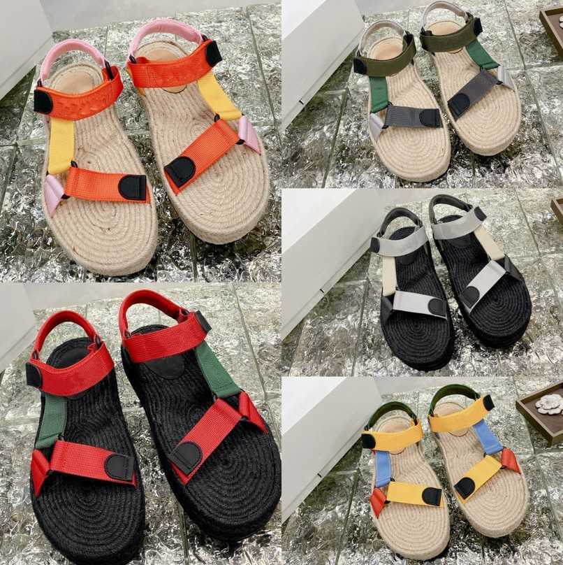 

Nylon Strappy Espadrille Sandal raffia Platform Sandals Designer Women Casual Weave Straw Soles Shoes Webbing Fabric Straps loafers Embroidered Jute Sole loafers, Lwe510-5