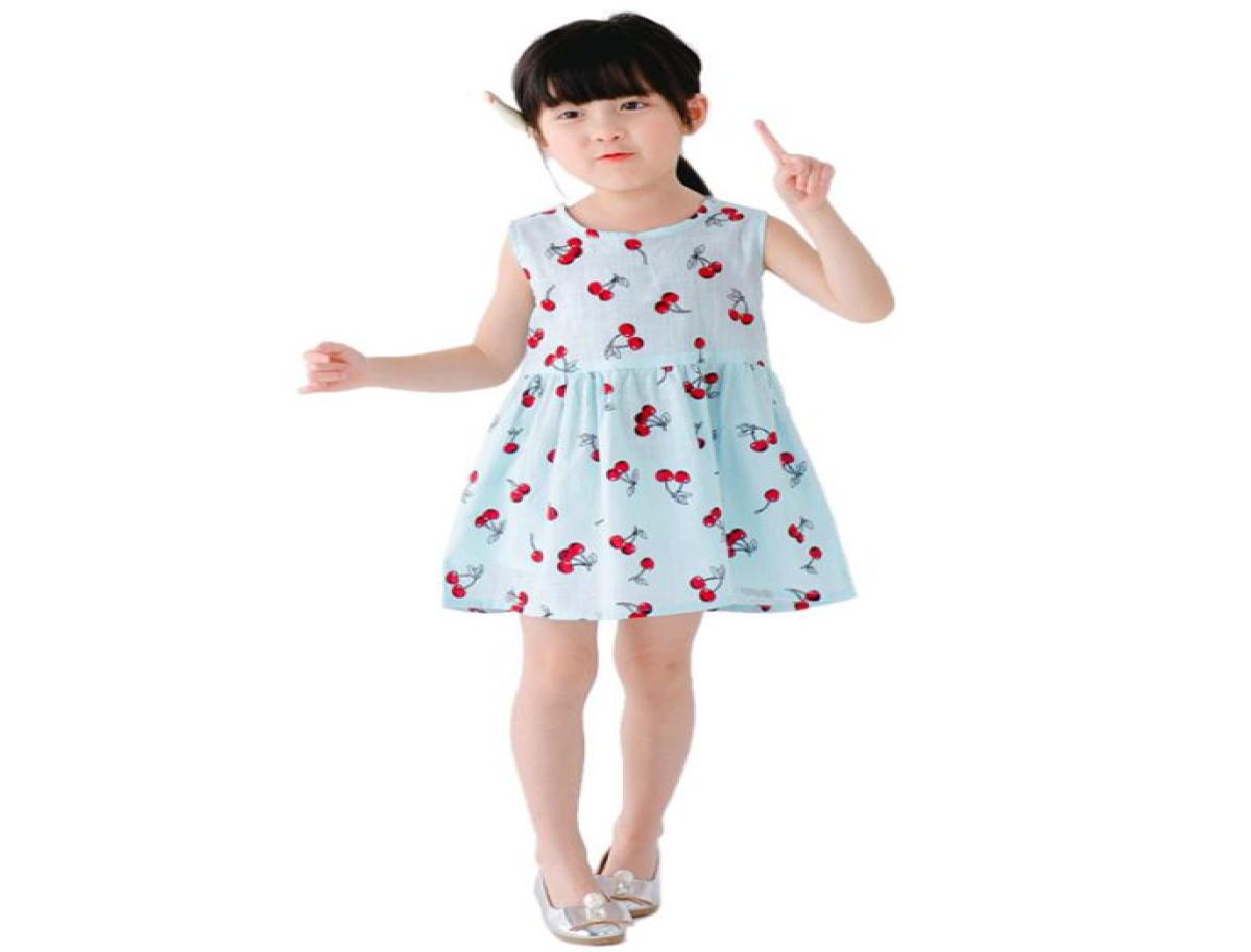 

Princess Girls Dress Costume Cherry Print Clothes for Kids Baby Sleeveless ALine Dresses Girl Children Christmas Party Clothing3989328, Red