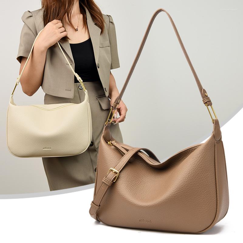 

Evening Bags 2023 Fashionable Message Daily Casual Tote Women Leather Shoulder Soft Surface Handags High Capacity Shopping, Beige