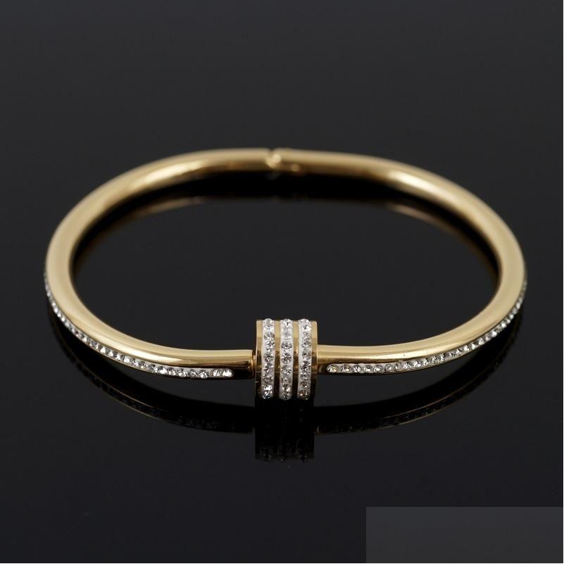 

Bangle Luxury Cz Crystal Goldplated Stainless Steel Women Bracelet For Womens Wristband Jewelry Dropbangle Drop Delivery Brac Dhlyq