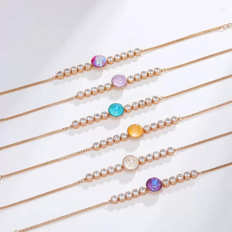 

Charm Bracelets 11.11 Trendy Simple Women Bracelet Made With Austrian Crystal Luxurious Round Bangle Girl Wrist Accessories Bijoux Gift