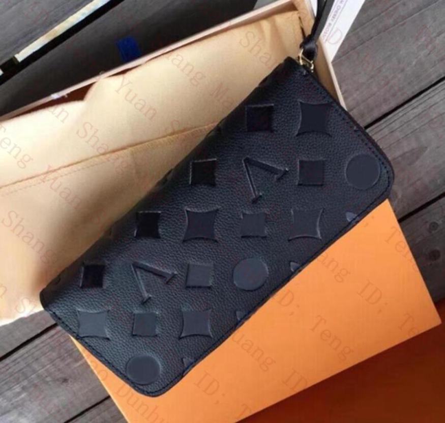 

2023 Fashion flowers designer zipper wallets luxurys Men Women leather bags High Qualitys Classic Letters coin Purse Original Embo8956606, White