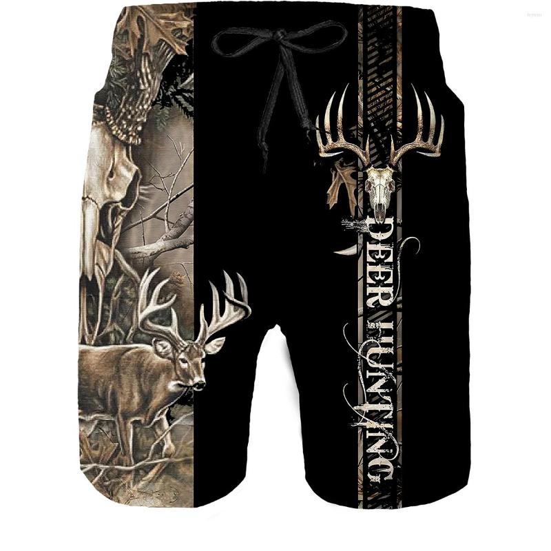 

Men's Shorts Spring Summer Animal Deer Hunting Camo Unisex 3D Printed Men Outdoor Fishing Camping Sportwear Oversize Short Pants, Black