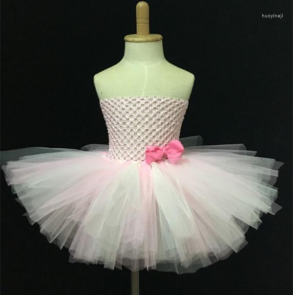 

Girl Dresses Rainbow Color Girls Crochet Tutu Dress Kids Handmade 2Layers Fluffy Tulle Tutus With Grosgrain Bow Corset Party Cloth