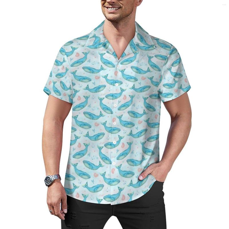 

Men' Casual Shirts Nautical Ocean Beach Loose Shirt Male Blue Whale Hawaiian Graphic Short Sleeve Street Style Oversize Blouses, Style-16