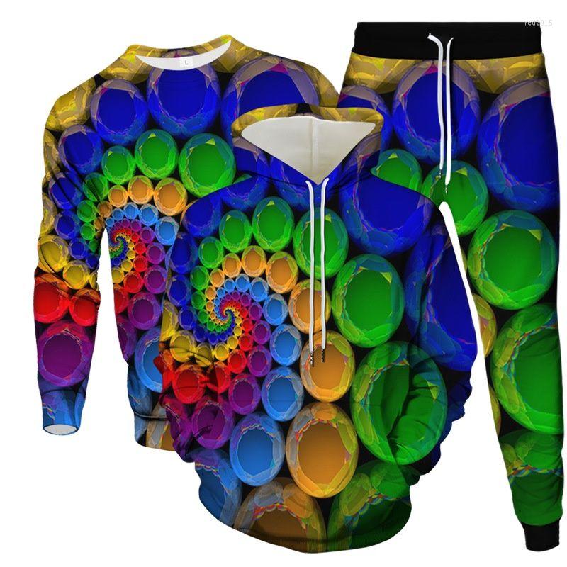 

Men' Tracksuits Colorful Vortex Pattern Print Clothes Men Fashion 3D Tracksuit Spring Autumn Hoodie Sweatshirt Pant 3Pcs Set Male Large, As picture show