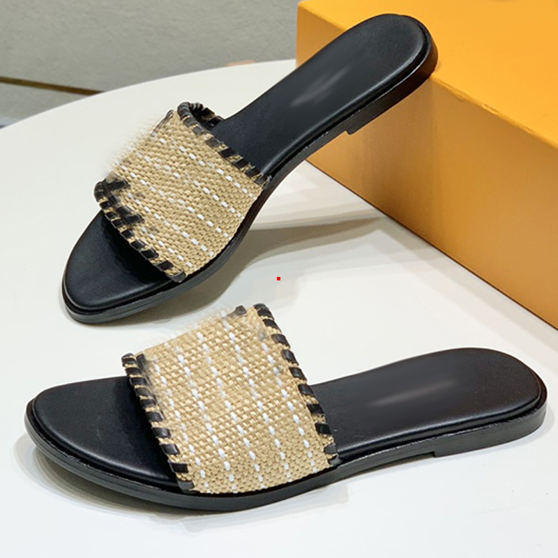 

2023 Fashion Luxuries Designers Summer Flat Slipper Sheepskin Diamond Lattice Women Designer Sandals Genuine Leather Shoes With Box -168, Picture color