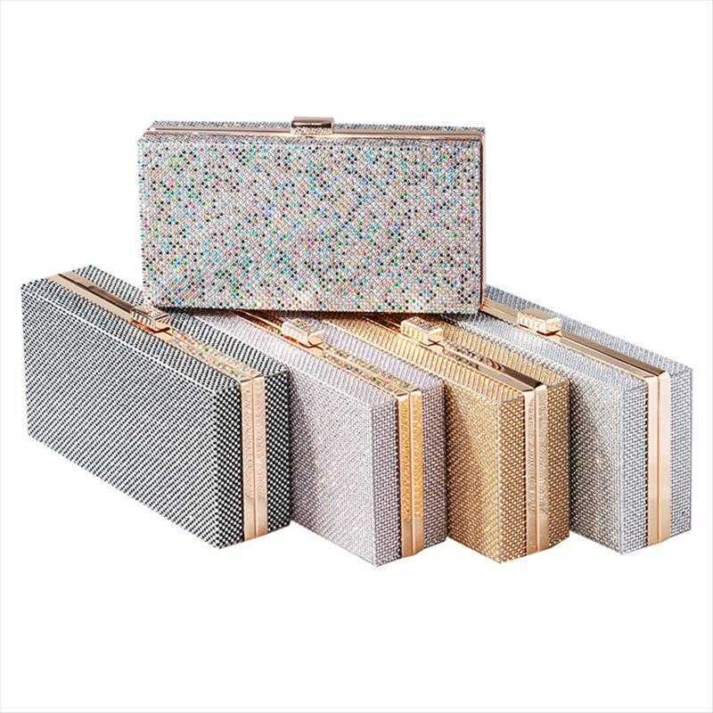 

Aluminum Beads Rhinestone Evening Bag Fashion Womens Dress Party Clutch, Black