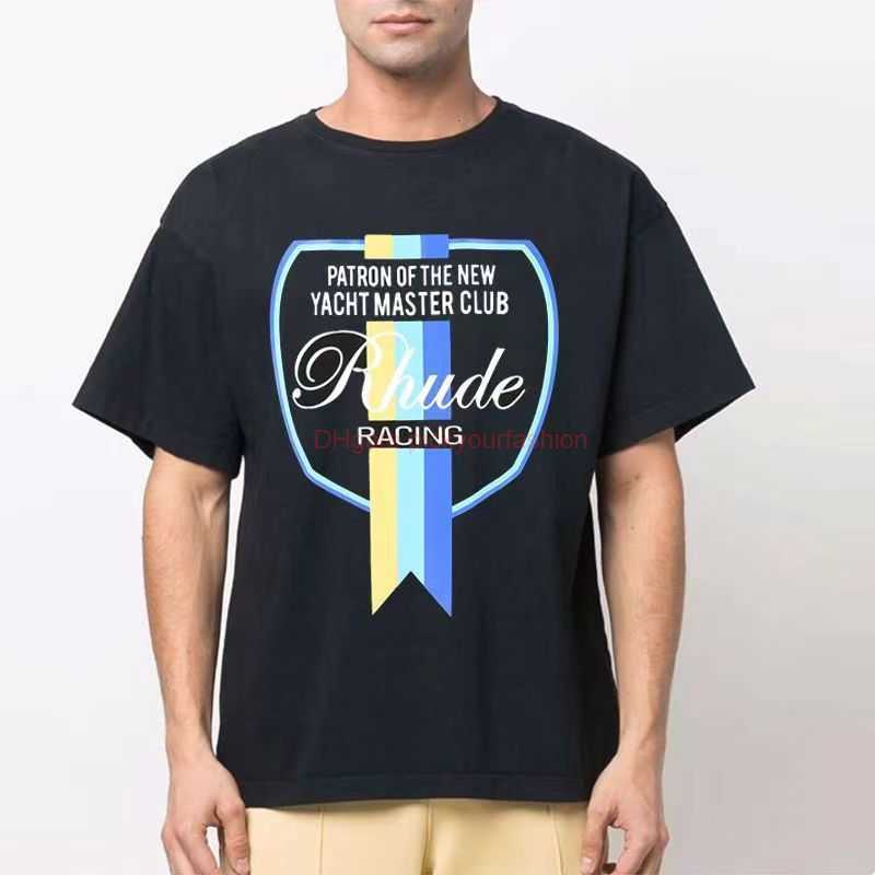 

Designer Fashion Clothing Tees Tshirt Trendy Rhude 2023 Summer New Letter Print Short Sleeve Unisex Loose Casual Tshirt Ins Cotton Streetwear Tops Casual Sportswea, White