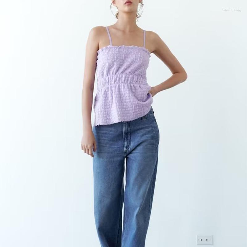 

Women' Tanks Top Women OffBackless Knitting Frenulum Female Sleeveless Button Tops 2023 Streetwear Sling Ladies, Lavender