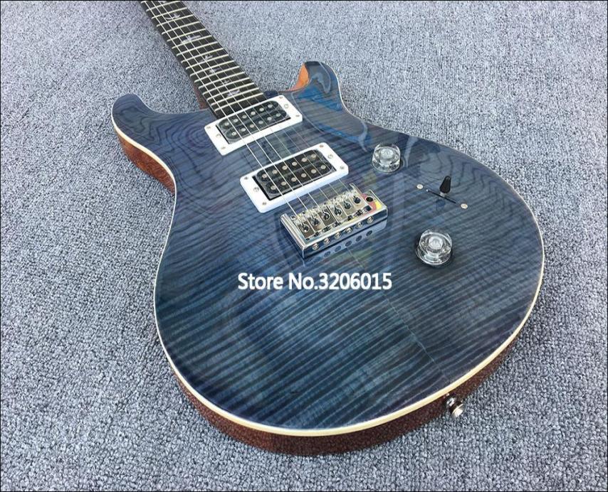 

Custom Paul Reed Flame Maple Top Grey Black Electric Guitar Mahogany Body Neck White Pearl Birds Inlay Double Locking Tremolo 6889435