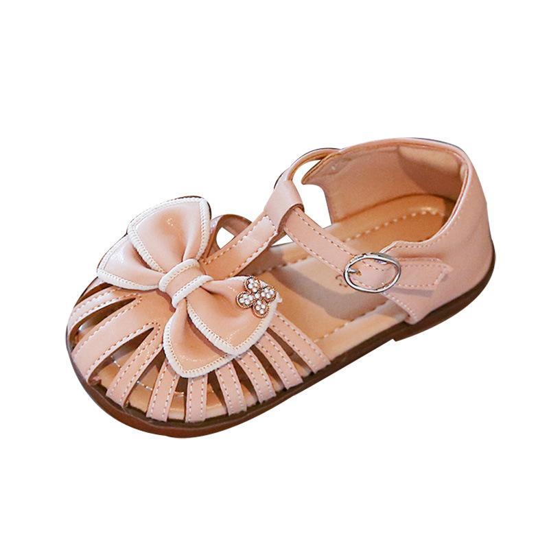 

Sandals Baby Shoes Children Footwear Hollow Bowknot Summer Non-Slip Soft-Soled Diamond Girls Beach F11441, C1