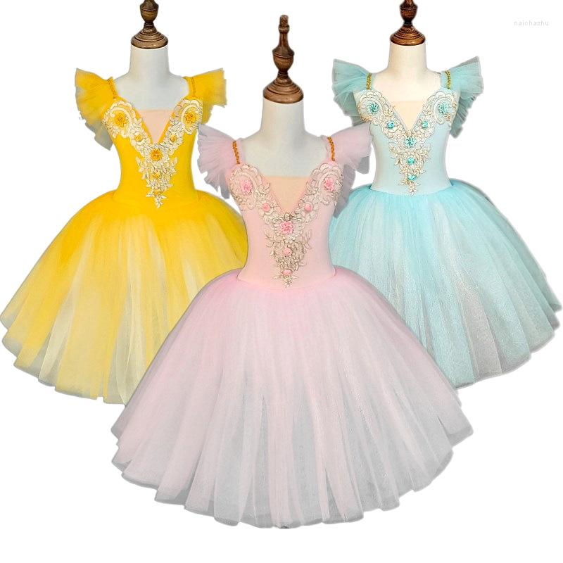

Stage Wear Dance Dress Ballet Mesh Sweetheart Neck Tulle Skirt Performance Kids Dresses Costumes Tutu Ballerina, Pink