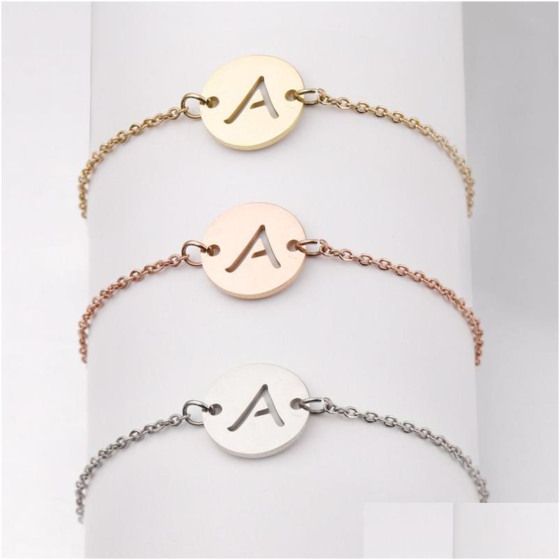 

Charm Bracelets Stainless Steel Bracelet Tiny Az 26 Letter Initial For Women Men Jewelry Wholesale Drop Delivery Dhytw
