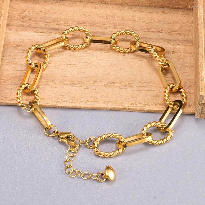 

Link Bracelets 1 Piece 316L Stainless Steel 18K Bracelet Chain For Women Female Gold Color
