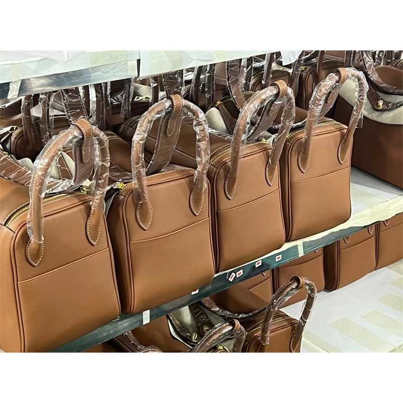 

Women Handbag Lindys High-designate Lindys's cowhide swift leather doctor's bag, Cookie color with purple