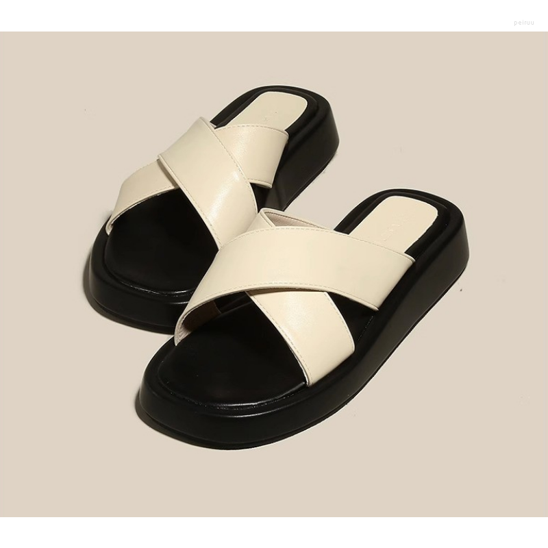 

Slippers Sports Children's 2023 Summer Thick Sole Versatile French Sandals Wearing Beach Women's Shoes Outside Ladies, Black