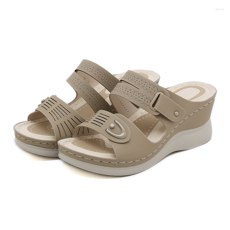 

Slippers Women's 2023 Summer Casual Female Wedges Sandals Slides Fashion Slope Heel Shoes Non-slip Outdoor For Women, Mint green