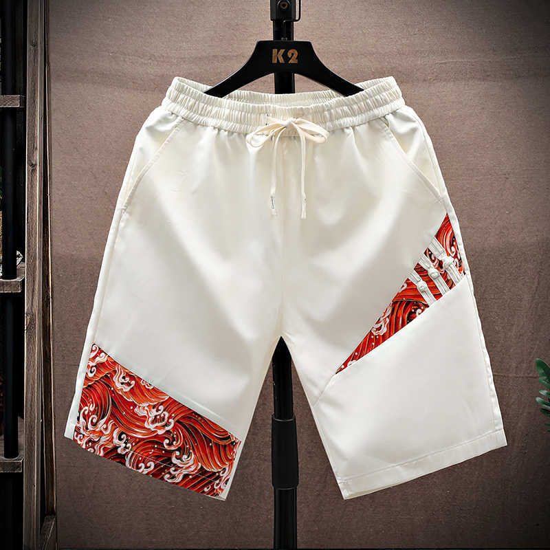 

China-Chic Printed Sports Shorts Men's Summer Fashion Wear Chinese Loose Versatile Large Casual CaprisBKM3, Li 831 beige
