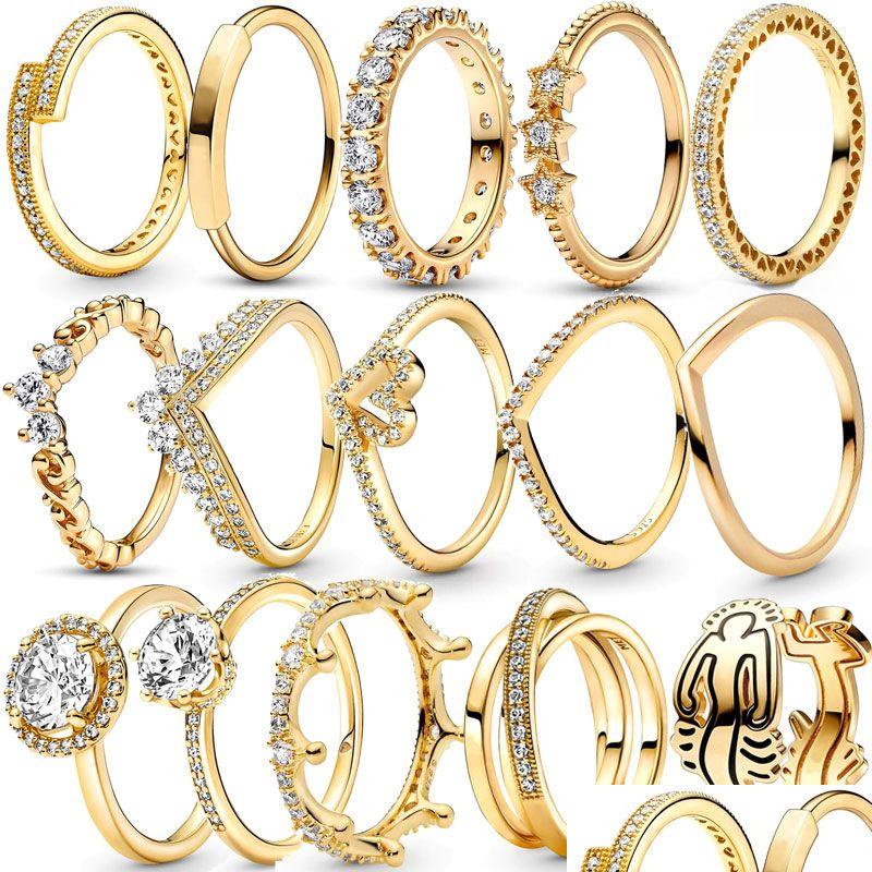 

Couple Rings 2023 925 Sterling Sier Golden Fashion Classic Ring Is Suitable For Ladies Pandora Jewelry Accessories Wholesale Drop Del Dh0Xp