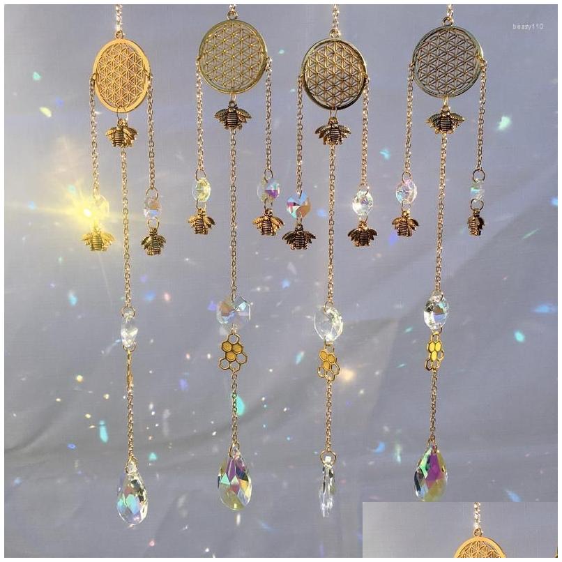 

Keychains Lanyards Handmade Bee Magick Crystal Sun Catcher Gold Plated Mandala Honeycomb Light Drop Delivery Fashion Accessories Dhsvh