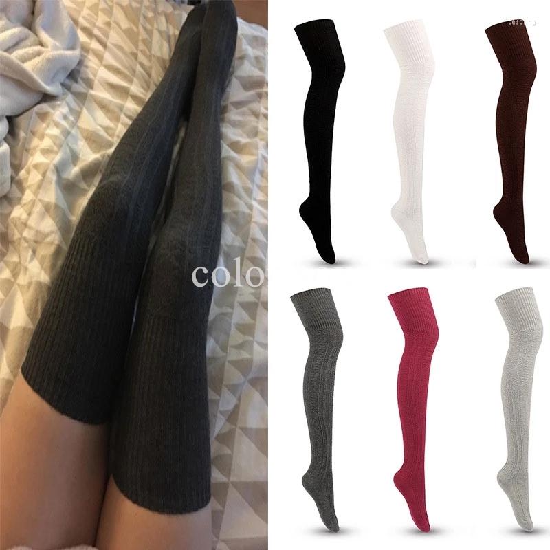 

Sports Socks Compression Women Stockings Casual Cotton Thigh High Over Knee Girls Womens Female Long, Qys001-256-deepgray