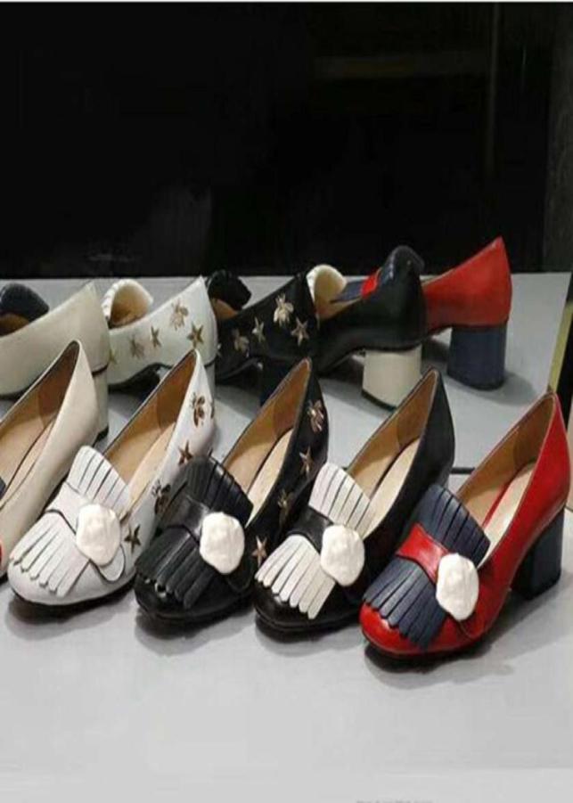 

Classic Mid heeled boat shoes Designer leather Occupation high heels Shoes Round head Metal Button woman Dress shoes Large size us5178965, Sky blue