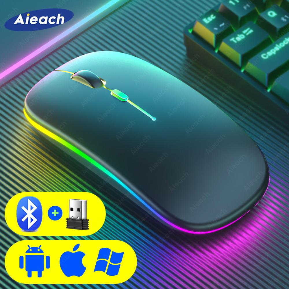 

Mice Rechargeable Wireless Mouse For Laptop Macbook iPad Tablet PC Computer Bluetooth Mouse Gaming 2.4GHz USB Backlight Silent Mice
