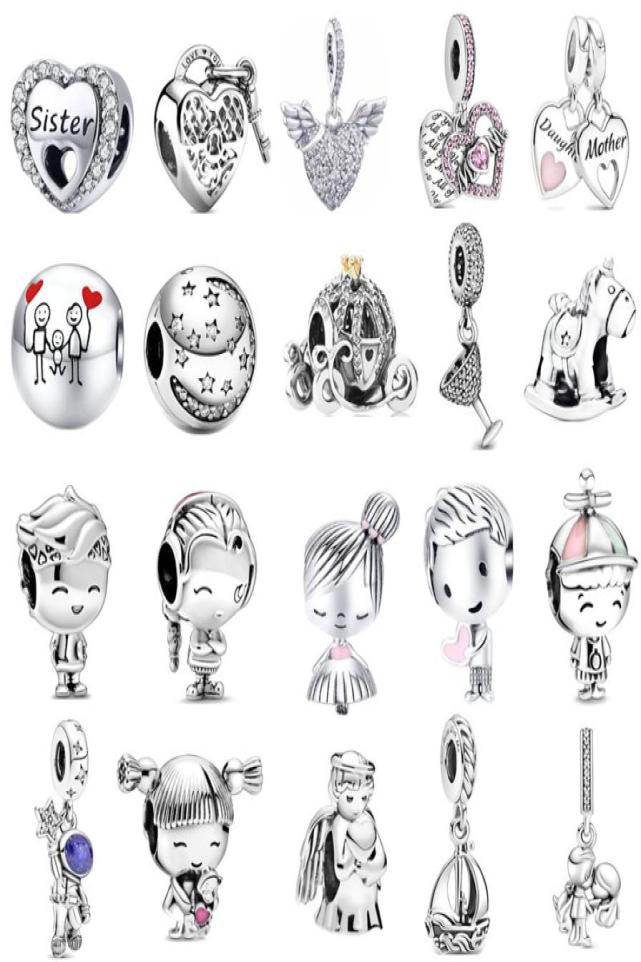 

New s925 Sterling Silver Bead Charm Beaded DIY Love Heart Angel Girl Luxury Pendant Original Fit Pandora Bracelet Classic Fashion 1241650