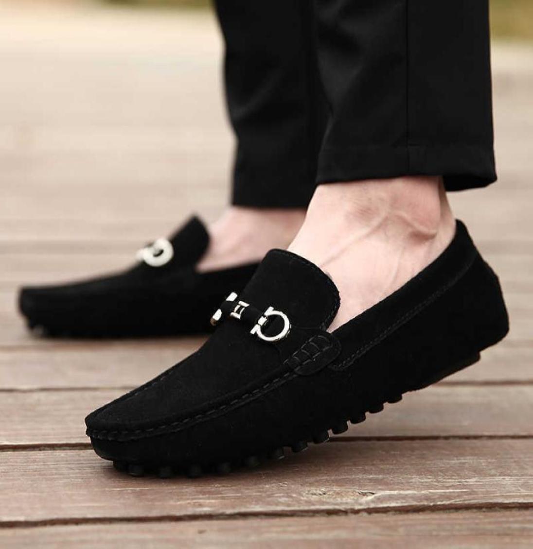 

2020 New Young Casual Loafers Shoe Brand Men Shoes Handmade Loafers Slip on Antislip Sneakers Leather Male Walking Driver Shoe Q05819087, Black