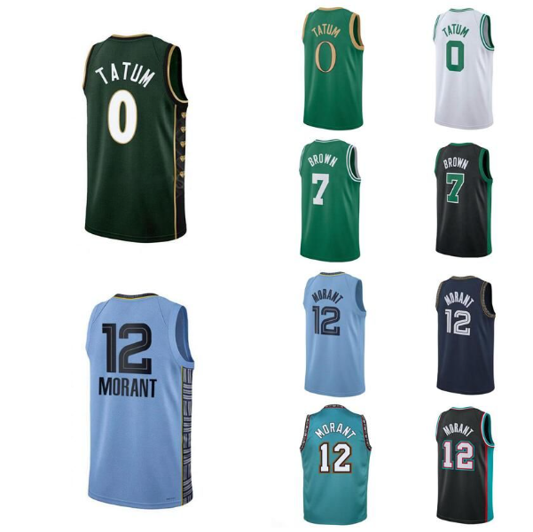 

HIgh Quality Basketball Jerseys Ja Morant #12 Jayson Tatum #0 Jaylen Brown #7 black white blue city Jersey Men Youth S-XXL, With logo7