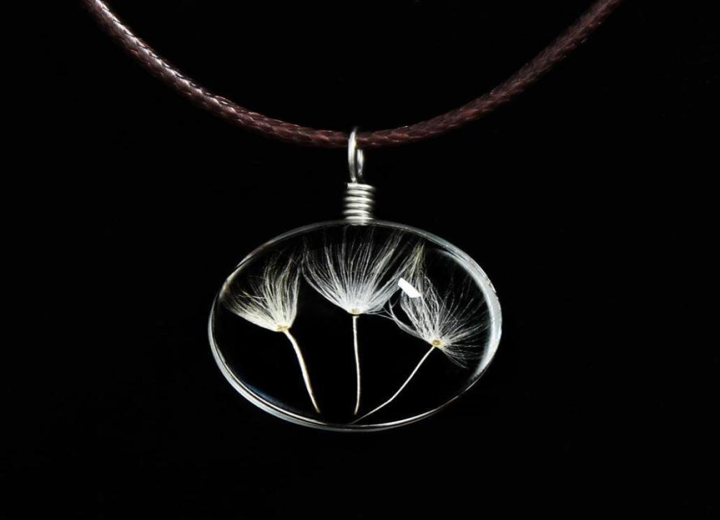 

Dandelion Chokers Necklaces Crystal glass Ball Clover Strip Leather Necklace Long Dried flowers Locket Pendant Necklaces8207294