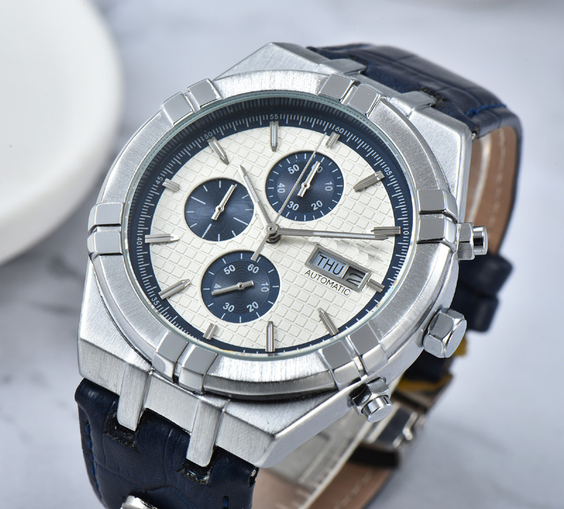 

2023 New Watch Men's Leisure Diamond Watches Gold Steel Case Leather Quartz Wristwatch Strap Male Relogio Masculino AM1