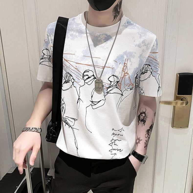 

Men's Short Sleeve T-shirt 2023 New Versatile Trendy T-shirt Men's Summer Ins Fashion Brand Handsome Men's Half Sleeve Top11AMLDJ5, Yellow