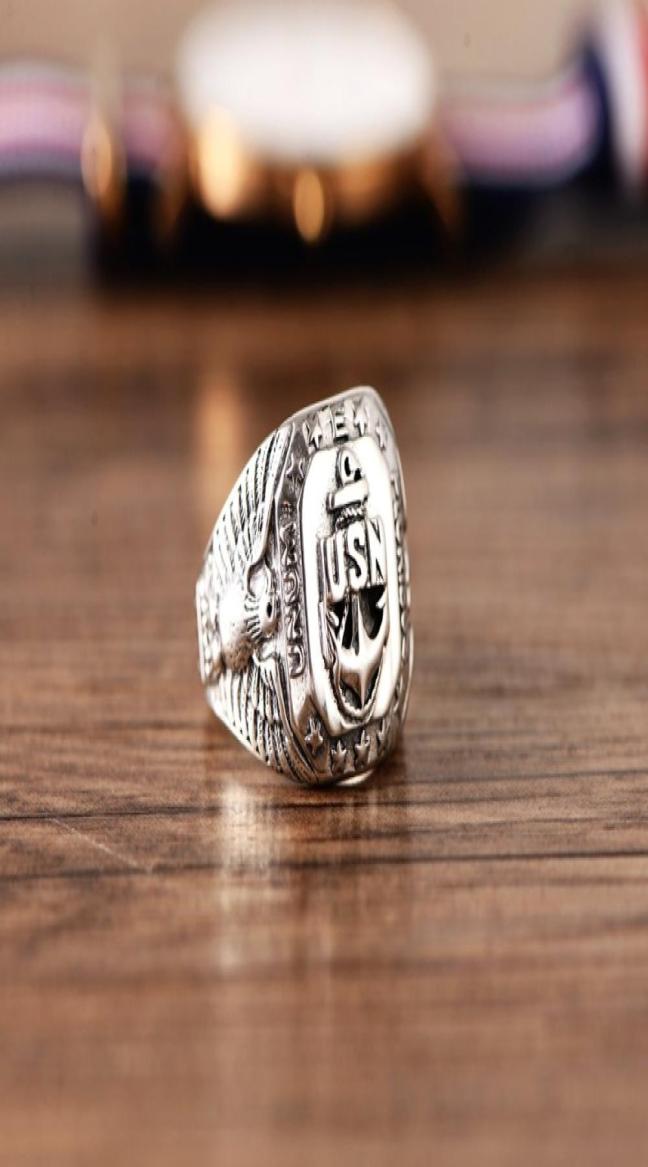 

925 sterling silver jewelry exquisite eagle United States navy men ring9316286