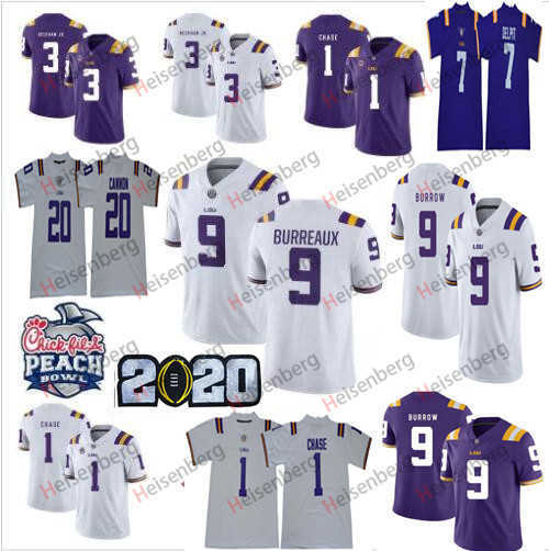 

NEW Football Jerseys 2020 LSU Tigers #9 Joe Burrow Nickname Burreaux NCAA Odell Beckham Jr. Grant Delpit Tyrann Mathieu Leonard Chase Colleg, 125th white