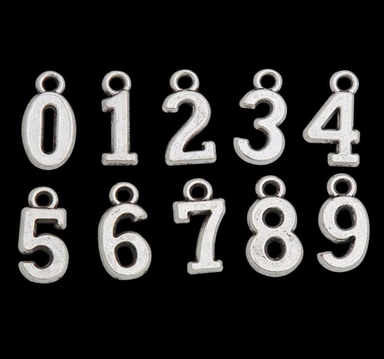 

Whole Fashion Alloy Jewelry Making 09 Number Pendant Charms 100pcslot each one 10pcs AAC7141665438