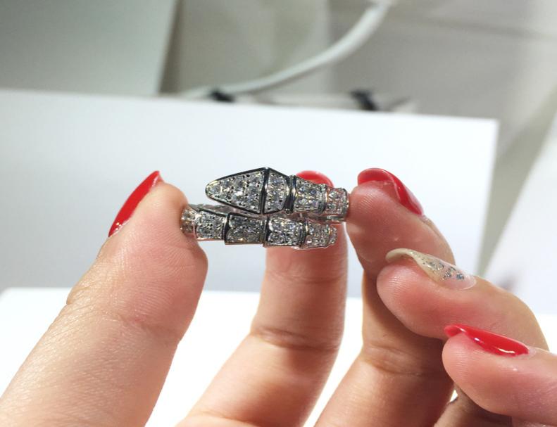 

Pure 925 Sterling Silver Jewelry Snake Ring For Women Wedding AAA Zircon Design Animal Party Spring Snake Ring Silver Luxury brand3641243