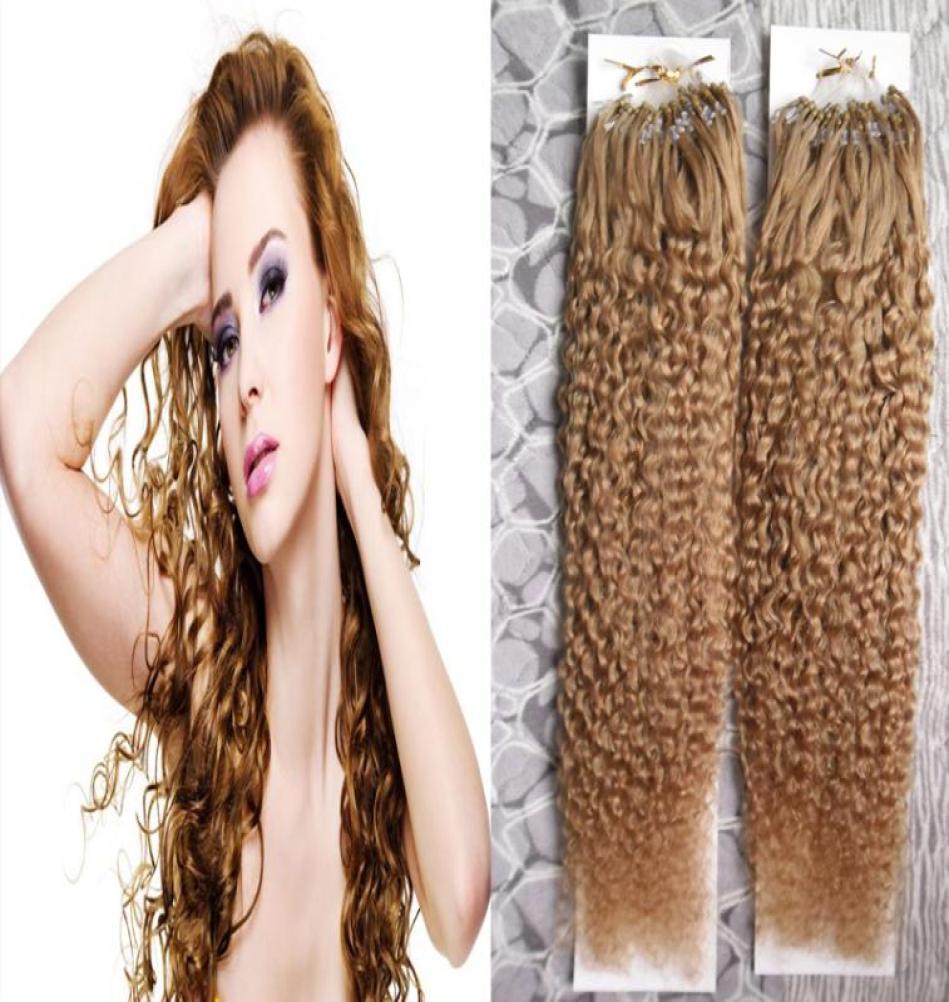 

Brazilian kinky curly Micro Loop Ring Links Human Hair Extensions Brown Blonde Remy Hair 200g 1gs Micro Bead Hair Pieces1456396