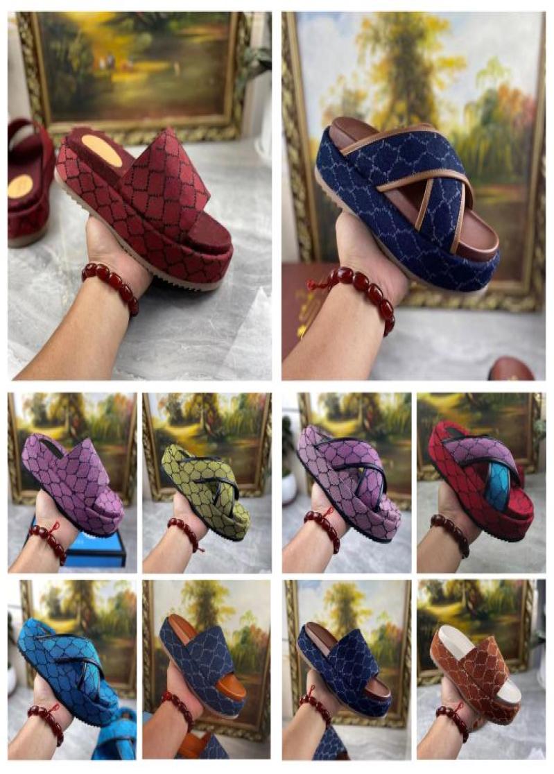 

Slide Designer Women Sandals Men Slippers Flip Flops Luxury Flat Thick Bottom Embroidery Printed Jelly Rubber Leather Dress High H5642472, Forest green