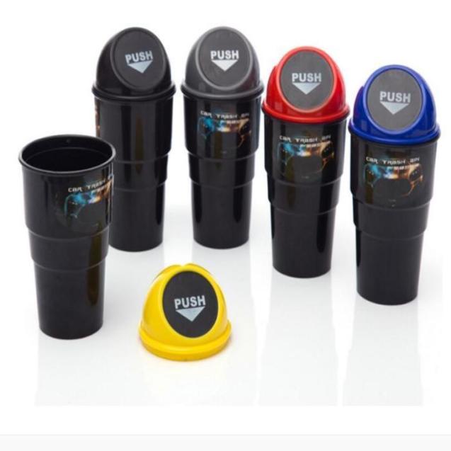 

Black Plastic Cover Car Ashtray Trash Bin Garbage Container07776554