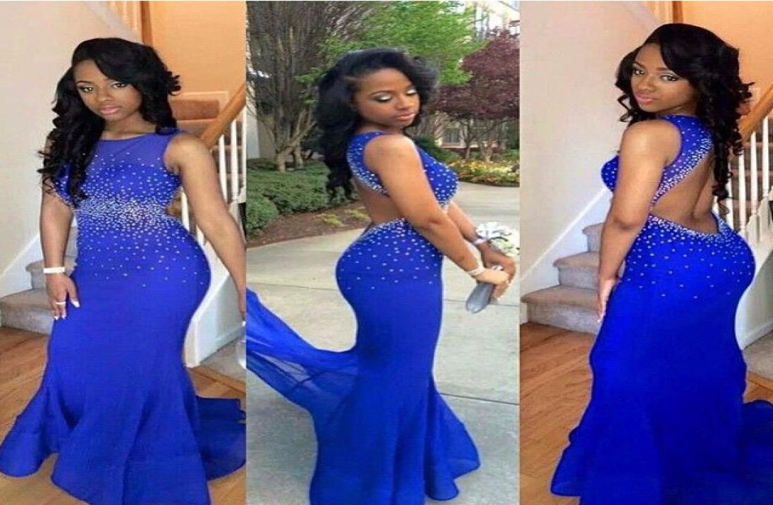 

Beaded Prom Dress Sleeveless Mermaid Prom Dresses Floor Length Beaded Backless Chiffon Long Prom Dresses 2018 Celebrity Evening Go4099390, Black