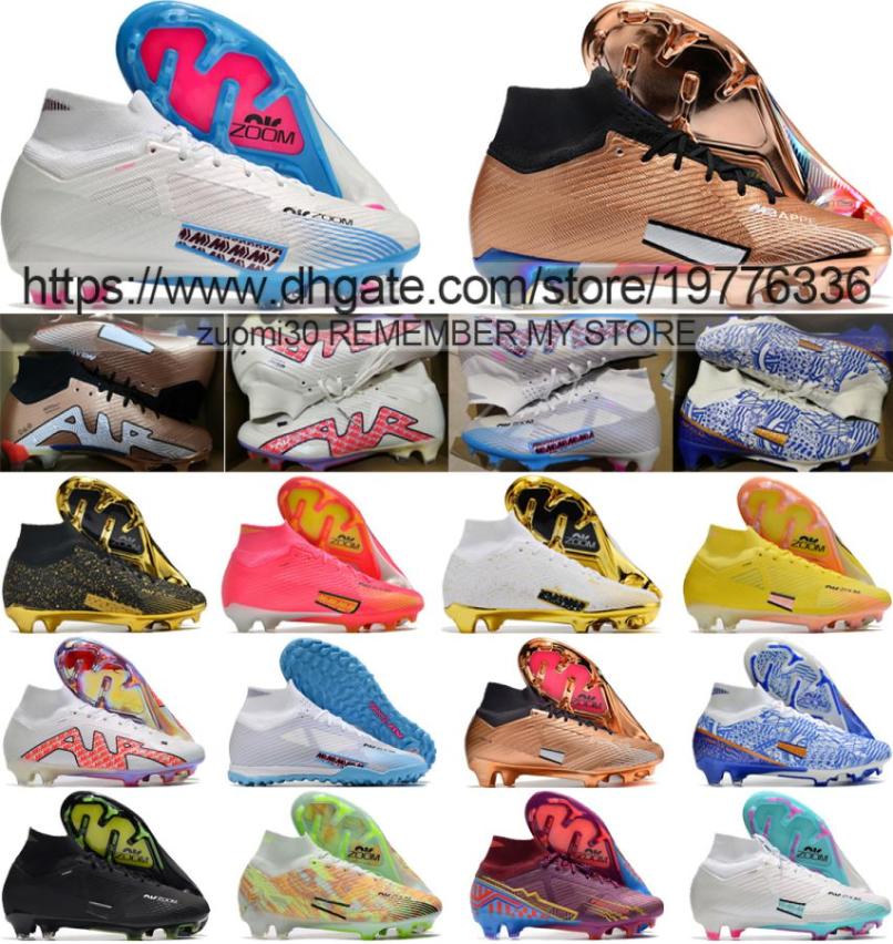 

send with bag Kids Womens Quality Football Boots Zoom Mercurial Superfly 9 Elite FG AG TF Turf Mens Soccer Cleats CR7 Ronaldo Mbap4254851, Khaki